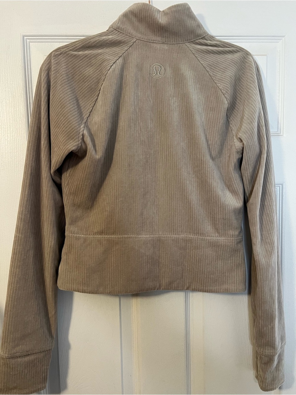 #122 Lululemon Scuba Track Jacket Velvet Cord Riverstone Sz 6 EUC Soft RibZip Up - Picture 2 of 5